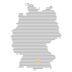 Augsburg mit oranger Markierung auf Deutschlandkarte
