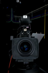 Professional Video Camera & Lens. Recording Show in TV Studio. - Image