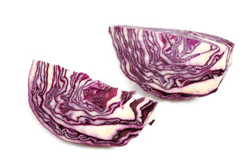 Red purple cabbage. Isolated on a white background.