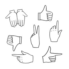 set of hand with thumb up and thumbs up