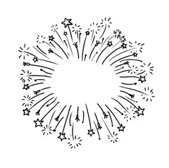 Starburst doodle. Hand drawn design element. Sun burst sketch illustration. Vector 