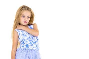 The little girl is full-length.