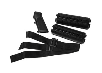 accessories for modern hunting rifle isolated on white background