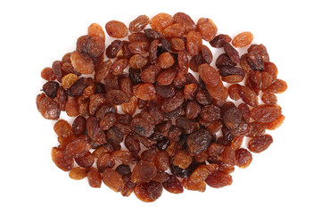 Obraz premium Raisins. Isolated on white background. Directly Above.