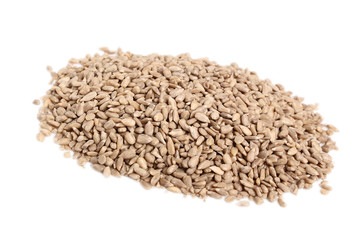 Sunflower seeds. Isolated on white background.