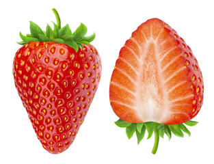 Two strawberries isolated on white background