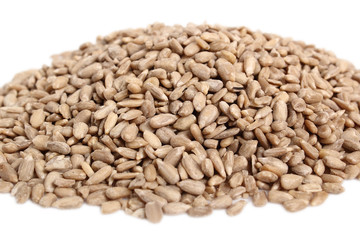 Sunflower seeds. Isolated on white background.