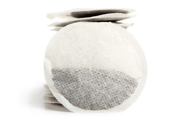 Round Tea Bags. Isolated with clipping path.