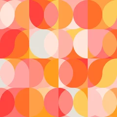  Geometrisch vector naadloos patroon met cirkelvormen in pastelkleuren. Moderne mozaïekachtergrond in retro stijl. © dinadankersdesign