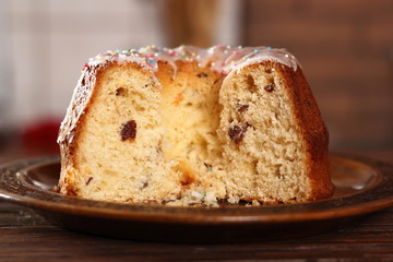 Easter Cake. Sweet yeast cake with sugar glaze.