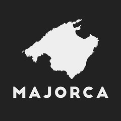 Majorca icon. Island map on dark background. Stylish Majorca map with island name. Vector illustration.