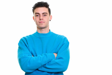 Fototapeta premium Studio shot of young handsome man isolated against white background