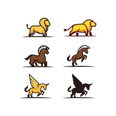 Set of vector design template Illustration Animals Abstract.