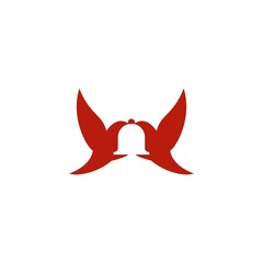 Pigeon with Bells Full Color Design concept Illustration Vector Template.