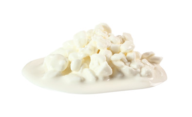 Cottage Cheese. Isolated on white background.