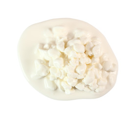 Fototapeta na wymiar Cottage Cheese. Isolated on white background with clipping path. Directly Above.