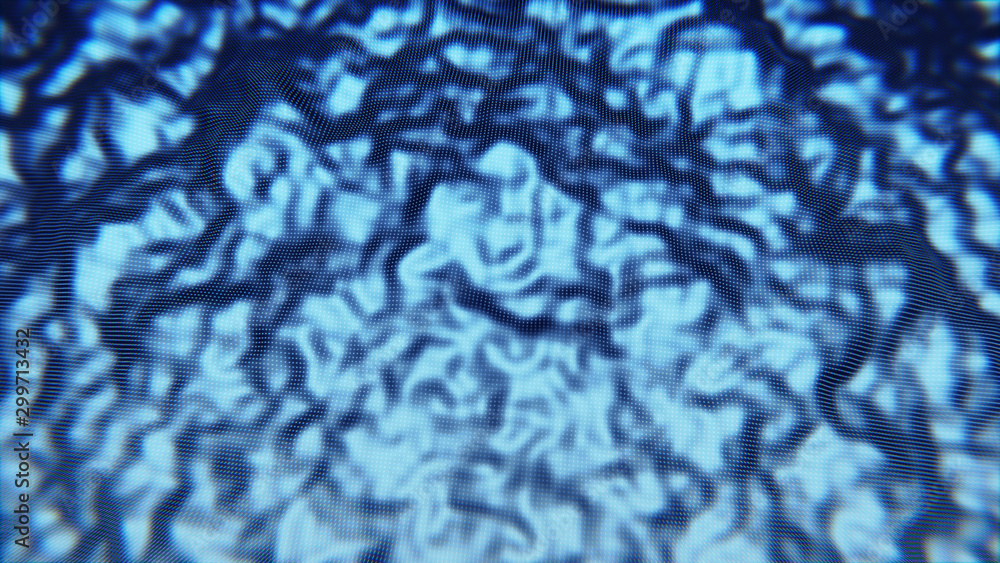 Poster 3d rendering. blue deep into to sea. underwater scene with bright beam pass through the surface.