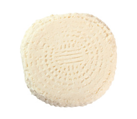 Goat Cheese. Isolated on white background. Directly Above.
