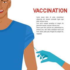 Healthcare concept. Smiling man getting vaccine