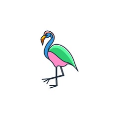 Fototapeta premium Flamingo Colorful line art Concept Designs Illustration Vector Template.