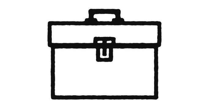 Toolbox outline icon animation footage/video. Hand drawn like symbol animated with motion graphic, can be used as loop item, has alpha channel and it's at 4K video resolution.