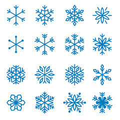 Fototapeta na wymiar Set of different snowflake silhouette. Winter holiday decoration.Vector illustration