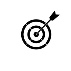 icon flat target with dart in black. Stock Vector illustration isolated on white background.