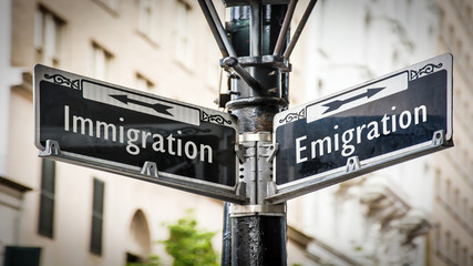 Street Sign Emigration versus Immigration