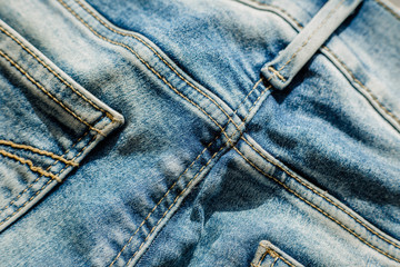 Closeup jeans texture background. Top view