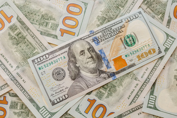 Currency US dollar banknotes close-up. Portrait of the President