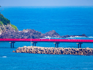 Oshima island and Oshima Bridge. Anto, Mikunicho, Sakai City, Fukui Prefecture