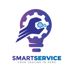 Smart service bulb light logo design inspiration