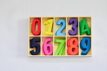 Colorful of number in box set.
