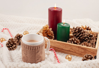 Obraz na płótnie Canvas Hot chocolate. Comfort warm drink for cold winter