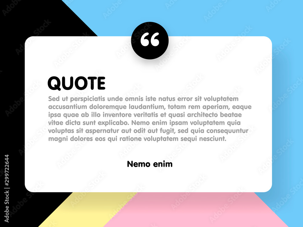 Poster material design style background and quote rectangle with sample text information vector illustratio