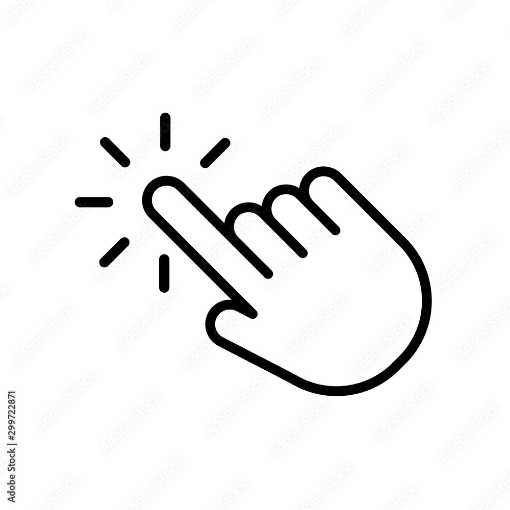 Poster hand click icon in trendy outline style design. vector graphic illustration. click symbol for websit