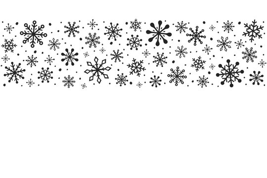 Christmas background with beautiful snowflakes and copyspace. Winter ornament. Vector