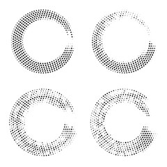 Halftone dots in circle form. Abstract Geometric shape. Graphic design element. Vector