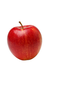 Red ripe apple isolated on a white background.Close-up.Vertical frame