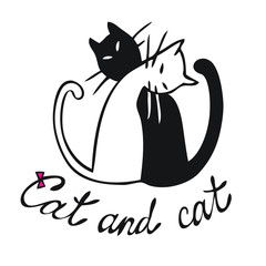 illustration  black and white cat