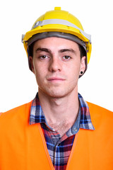 Face of young handsome man construction worker