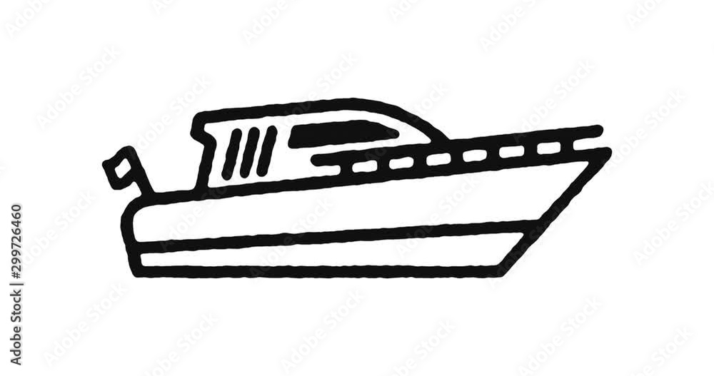 Poster motorboat outline icon animation footage/video. hand drawn like symbol animated with motion graphic,