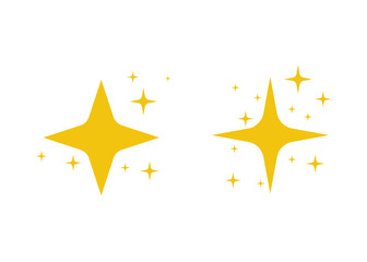 Yellow, gold, orange sparkles symbols vector. The set of original vector stars sparkle icon. Bright firework, decoration twinkle, shiny flash. Glowing light effect stars and bursts collection. Vector