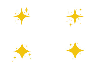 Yellow, gold, orange sparkles symbols vector. The set of original vector stars sparkle icon. Bright firework, decoration twinkle, shiny flash. Glowing light effect stars and bursts collection. Vector