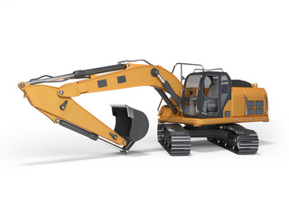 Fototapeta premium Concept hydraulic excavator with backhoe detailed 3d rendering on white background with shadow