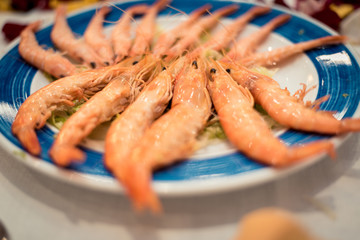 COOKED PRAWNS ON DISH