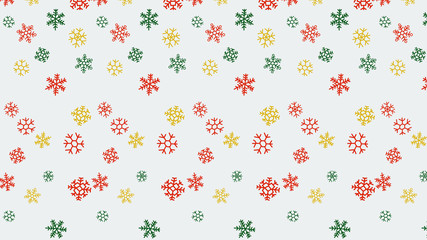 Snow flakes color falling winter modern background. Pattern and abstract winter elements.