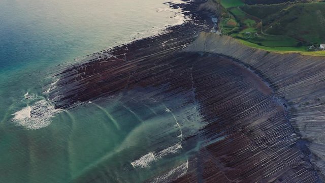 Zumaia flysch geological strata in Sakoneta beach, Basque Country