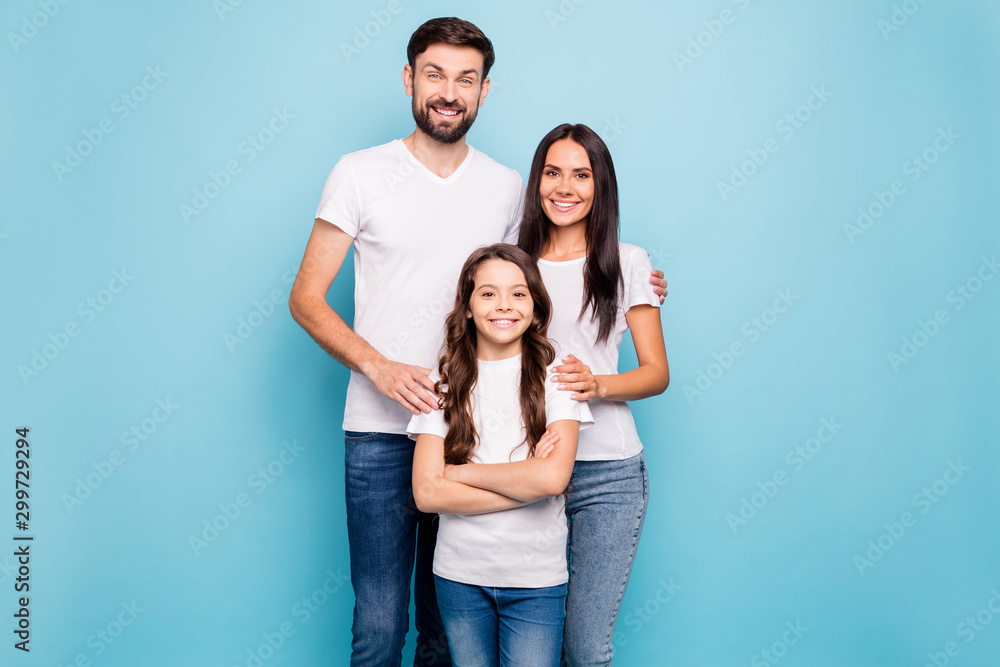 Canvas Prints portrait of cheerful idyllic three brunette hair people big family feel confident cool hug have fun 