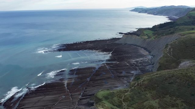 Zumaia flysch geological strata in Sakoneta beach, Basque Country